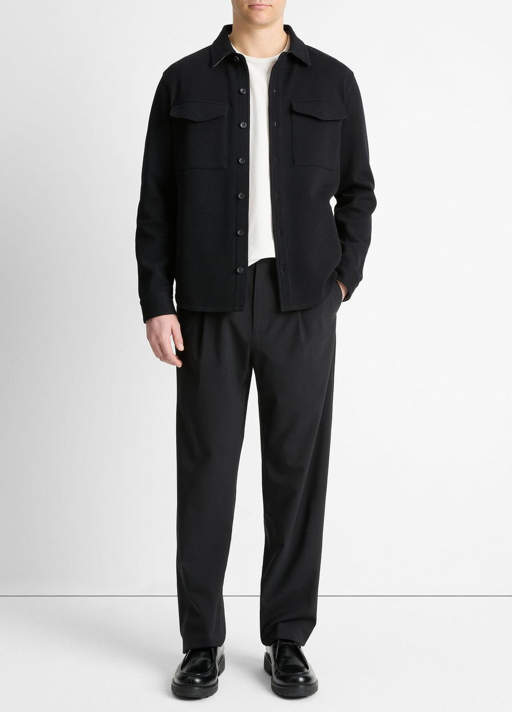 Double-Knit Cotton-Blend Piqué Shirt Jacket in Shirt Jackets | Vince discount