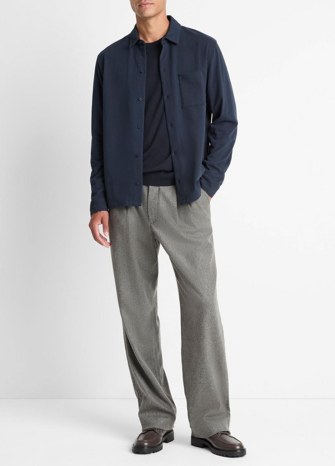 Sueded Cotton Jersey Button-Front Shirt in Long Sleeve | Vince outlet
