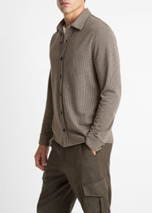 Houndstooth Cotton-Blend Button-Front Shirt in Long Sleeve | Vince on sale