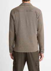 Houndstooth Cotton-Blend Button-Front Shirt in Long Sleeve | Vince on sale