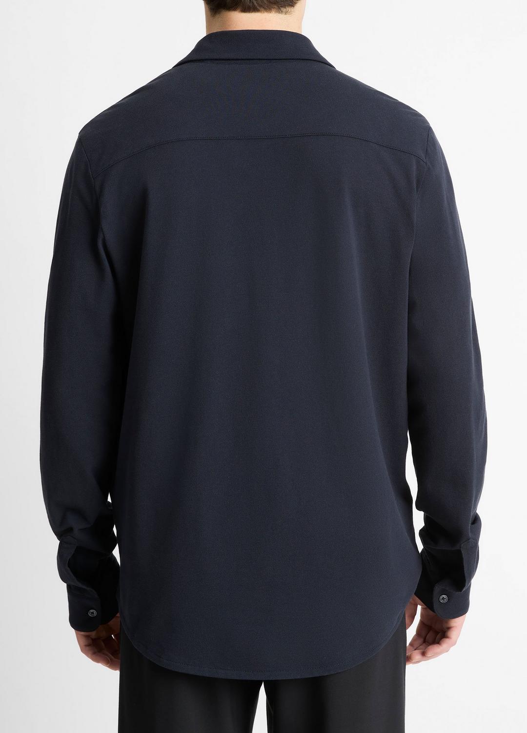 Cotton Piqué Button-Front Shirt in Long Sleeve | Vince US