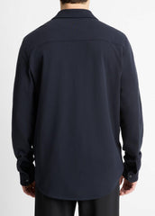 Cotton Piqué Button-Front Shirt in Long Sleeve | Vince US