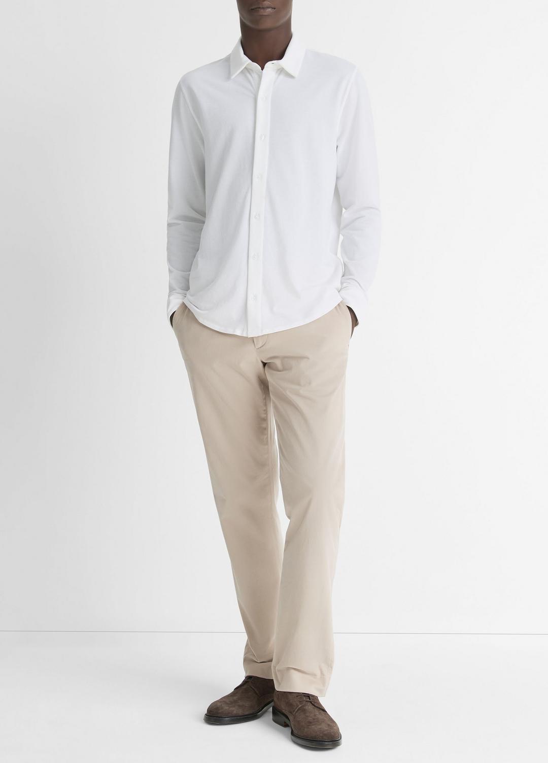 Cotton Piqué Button-Front Shirt in Long Sleeve | Vince Online