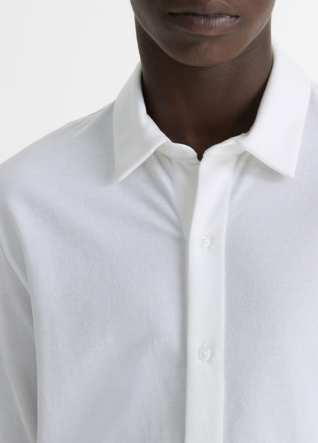 Cotton Piqué Button-Front Shirt in Long Sleeve | Vince Online