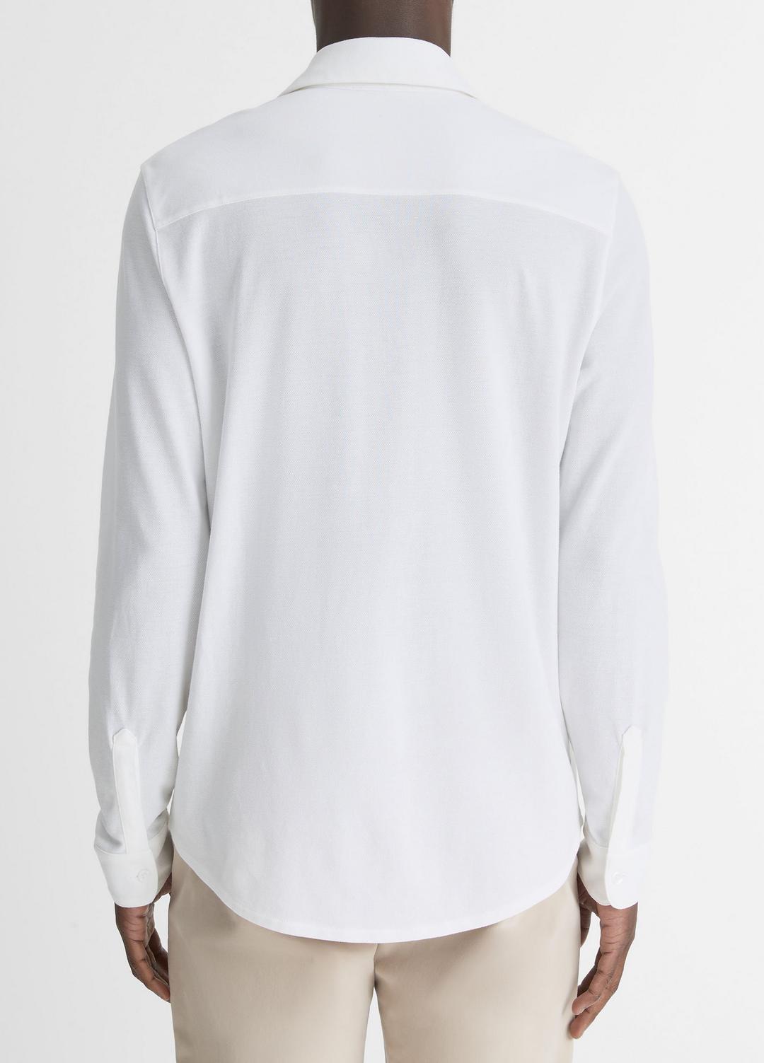 Cotton Piqué Button-Front Shirt in Long Sleeve | Vince Online