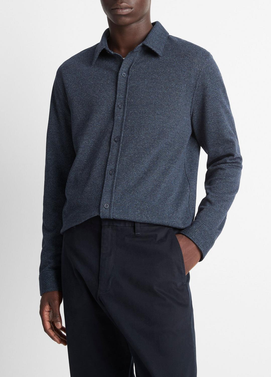 Houndstooth Cotton-Blend Button-Front Shirt in Long Sleeve | Vince discount