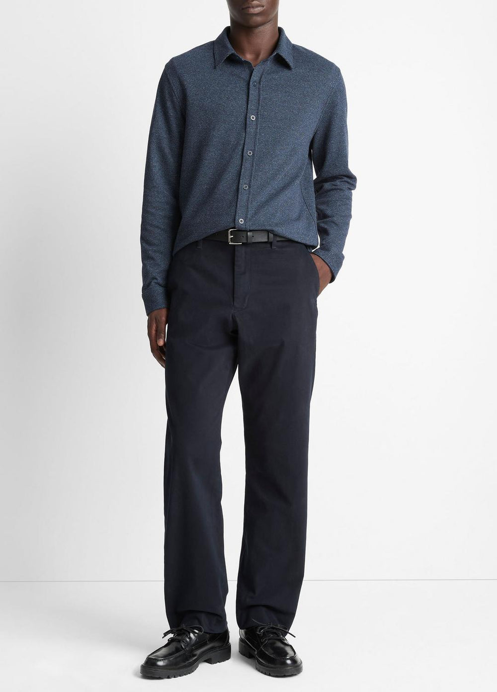 Houndstooth Cotton-Blend Button-Front Shirt in Long Sleeve | Vince discount