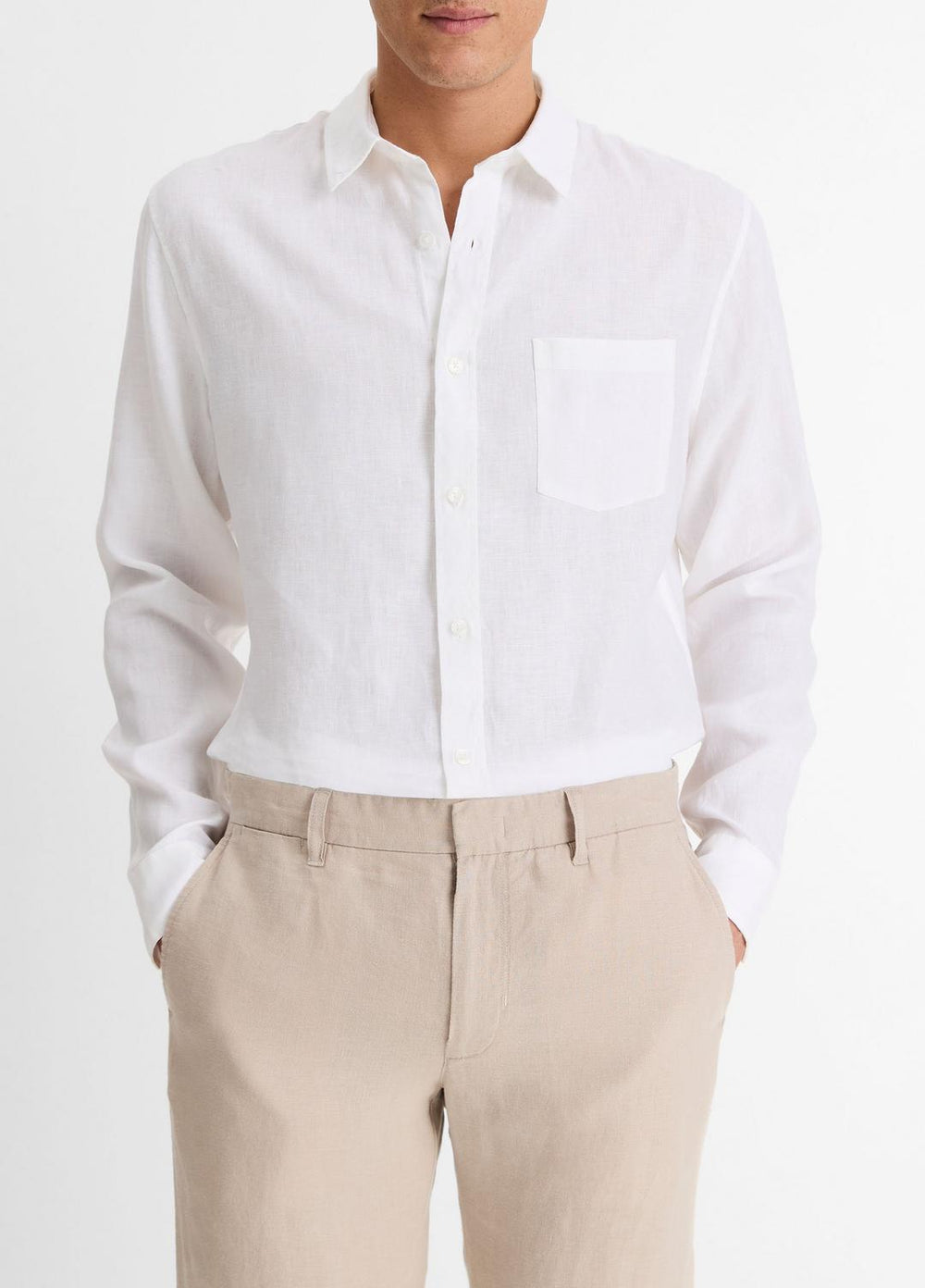 Linen Long-Sleeve Shirt in Long Sleeve | Vince near me