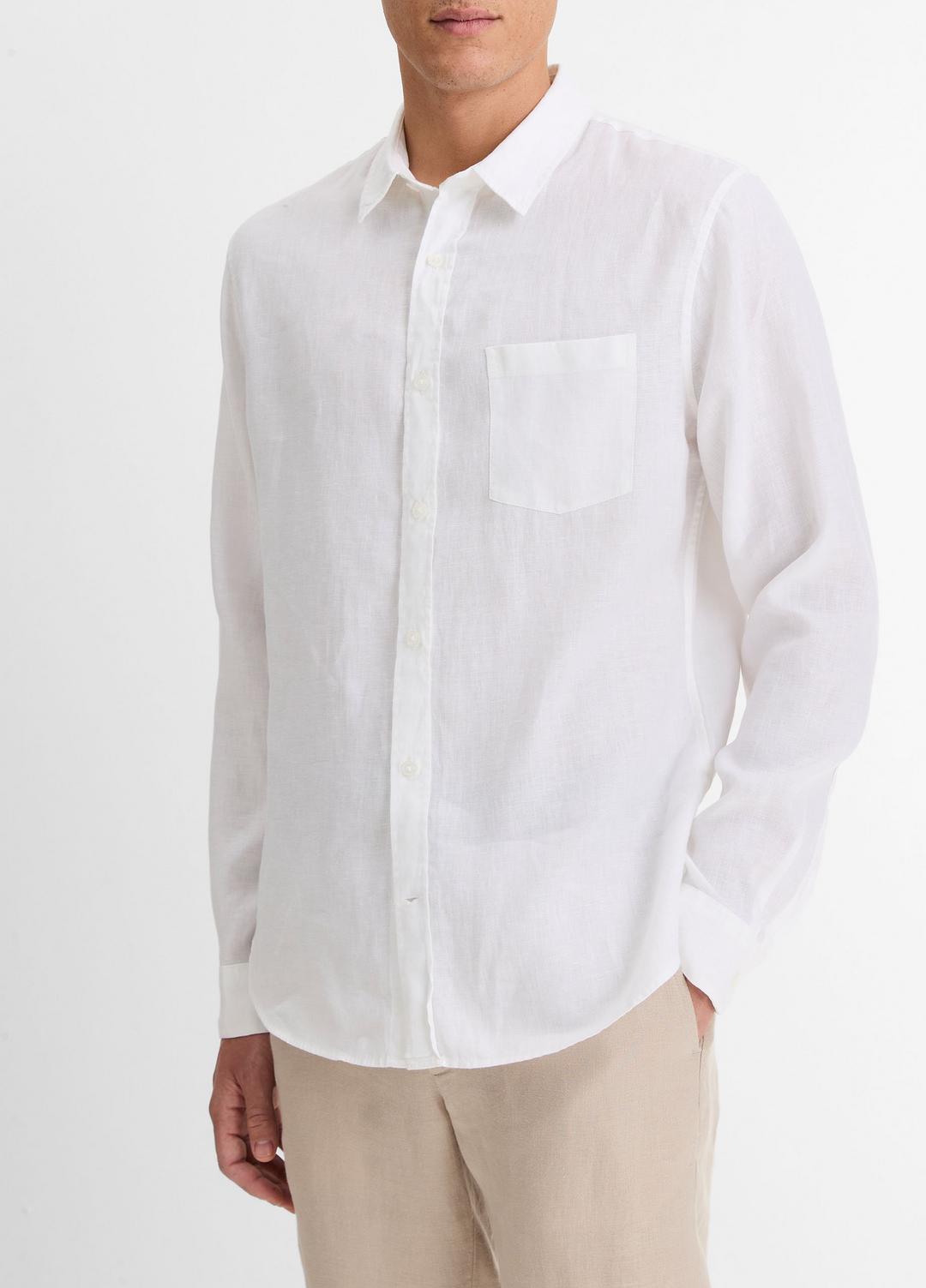 Linen Long-Sleeve Shirt in Long Sleeve | Vince near me