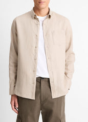 Linen Long-Sleeve Shirt in Long Sleeve | Vince on sale