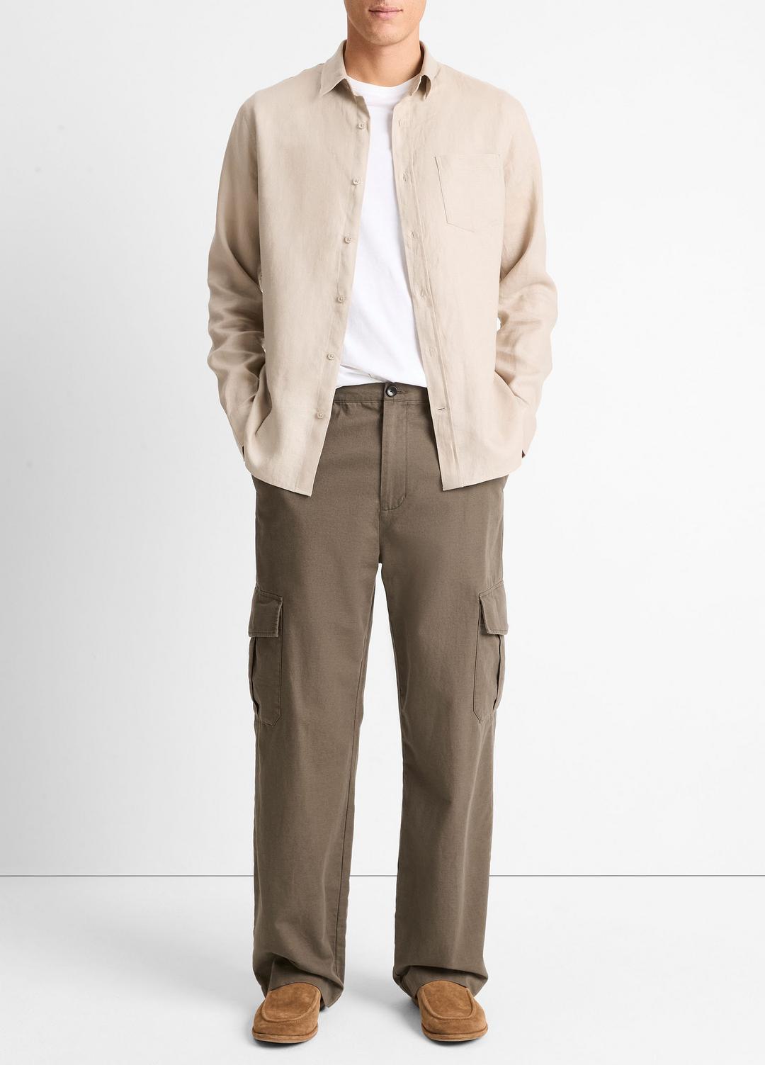 Linen Long-Sleeve Shirt in Long Sleeve | Vince on sale