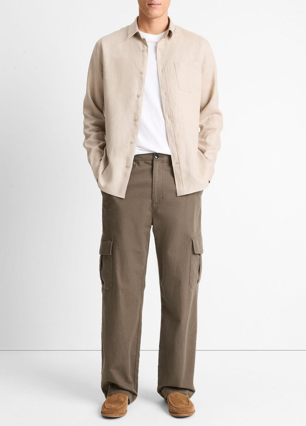 Linen Long-Sleeve Shirt in Long Sleeve | Vince on sale