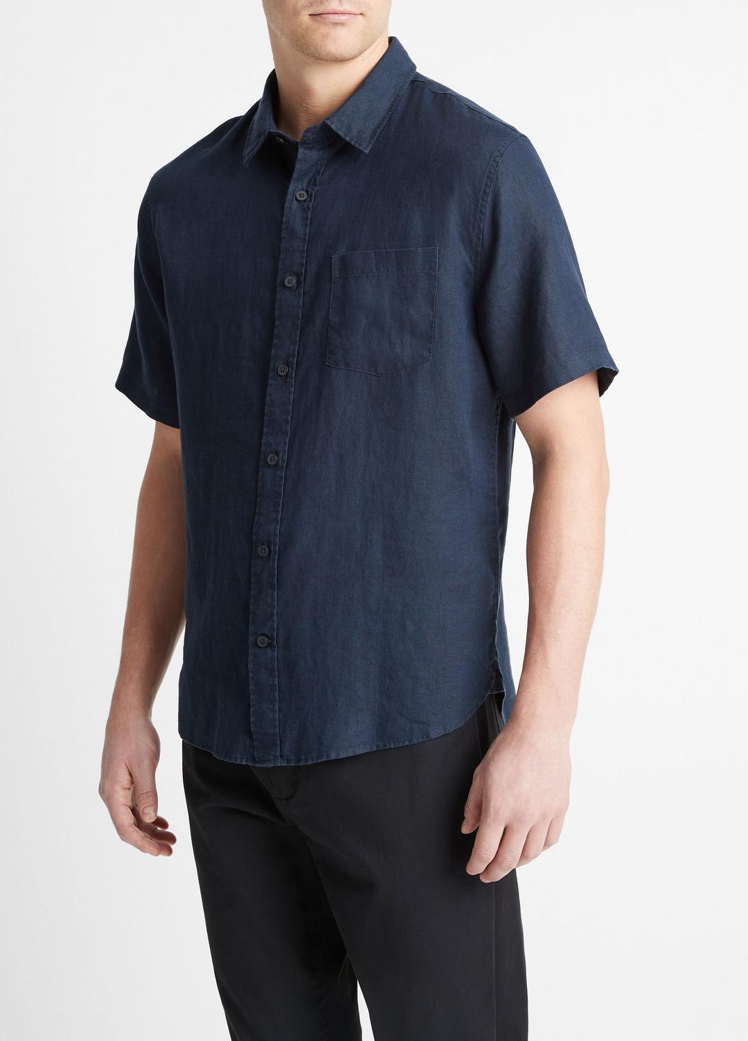 Linen Short-Sleeve Shirt in Short Sleeve | Vince US