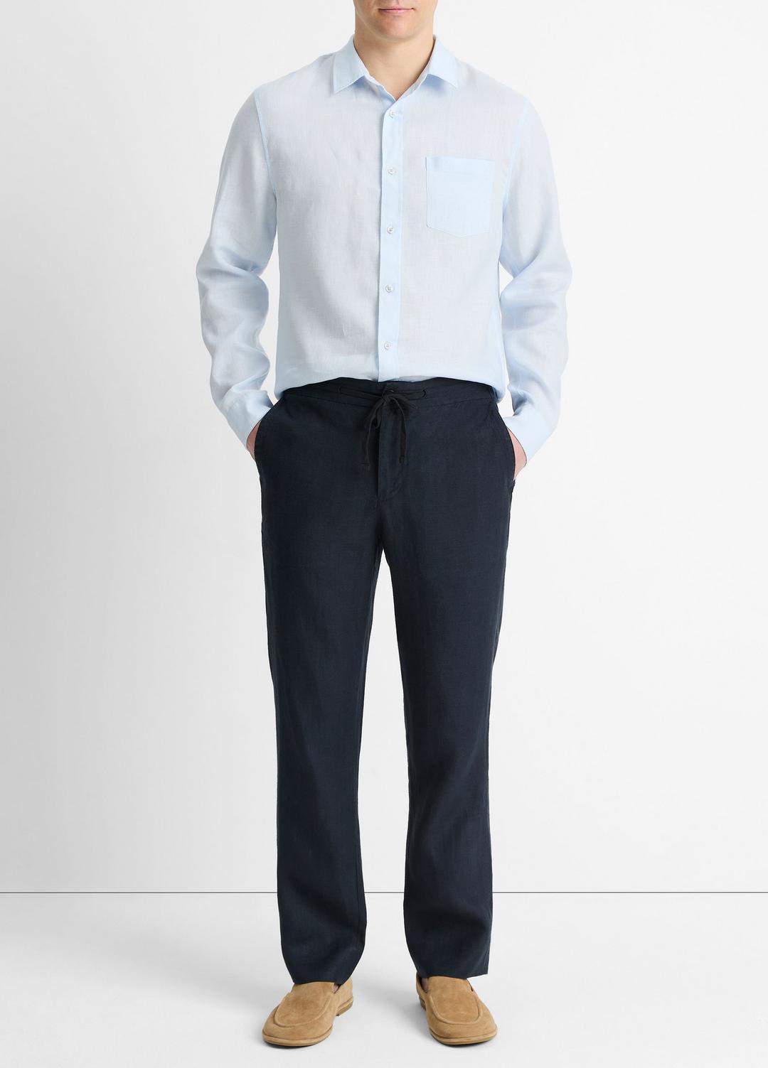 Linen Long-Sleeve Shirt in Long Sleeve | Vince Online