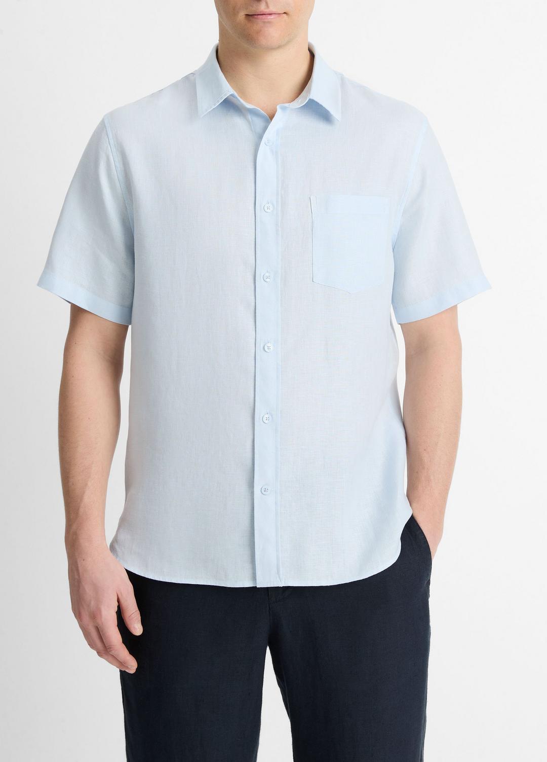 Linen Short-Sleeve Shirt in Short Sleeve | Vince near me