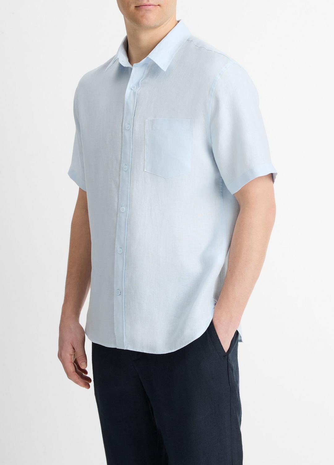 Linen Short-Sleeve Shirt in Short Sleeve | Vince near me