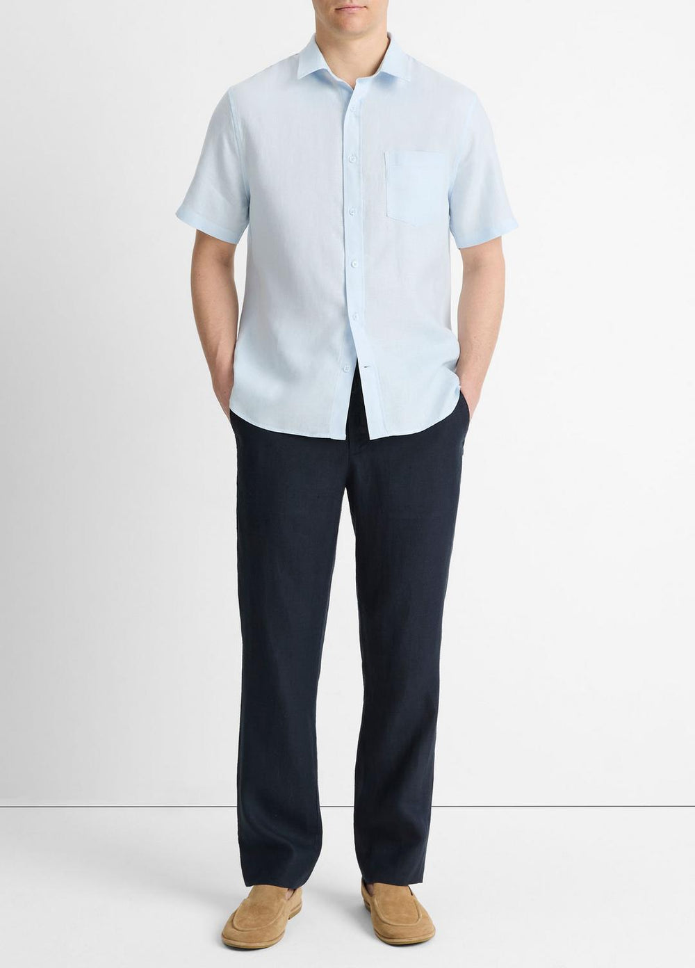 Linen Short-Sleeve Shirt in Short Sleeve | Vince near me