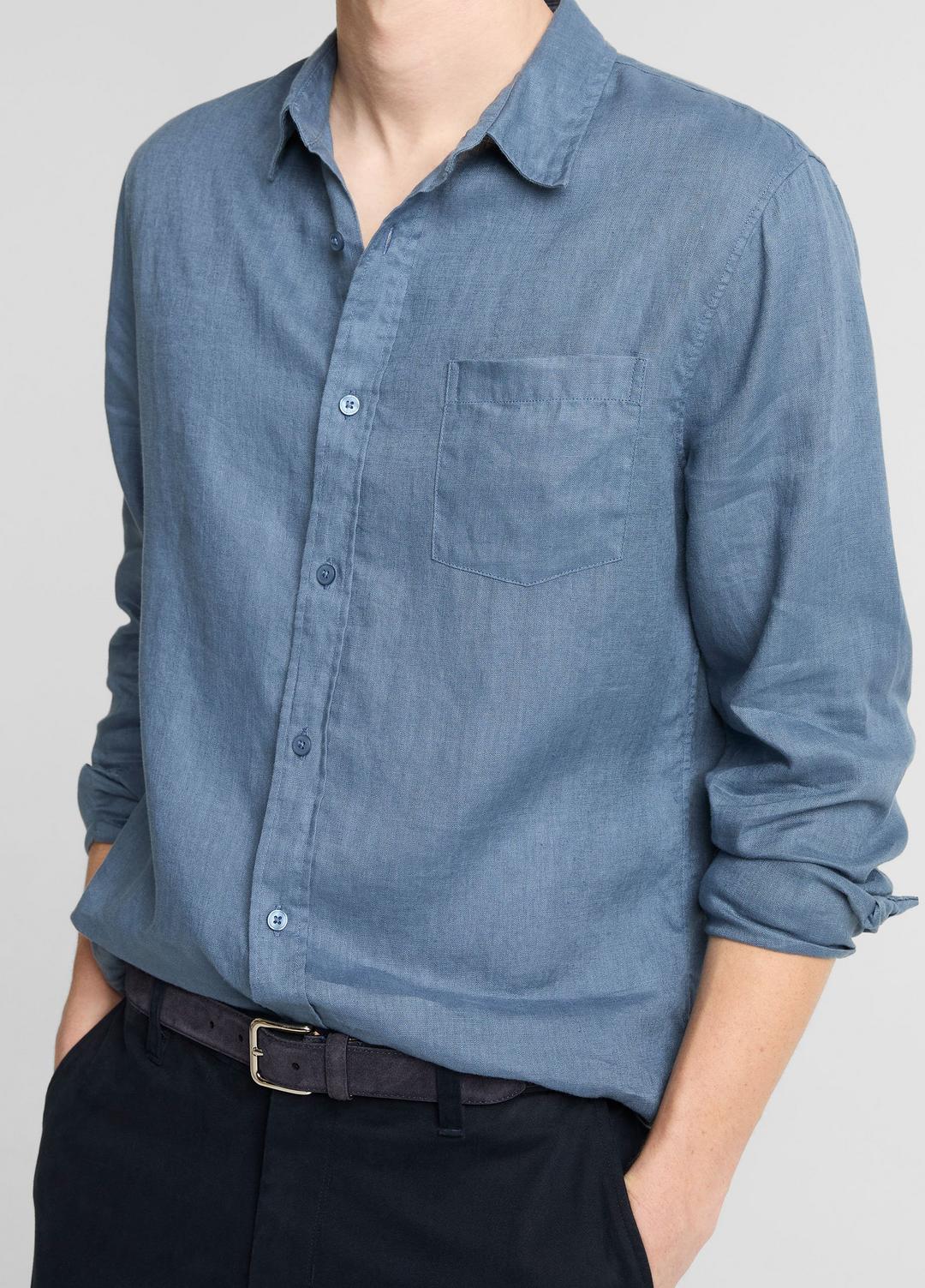Linen Long-Sleeve Shirt in Long Sleeve | Vince for sale