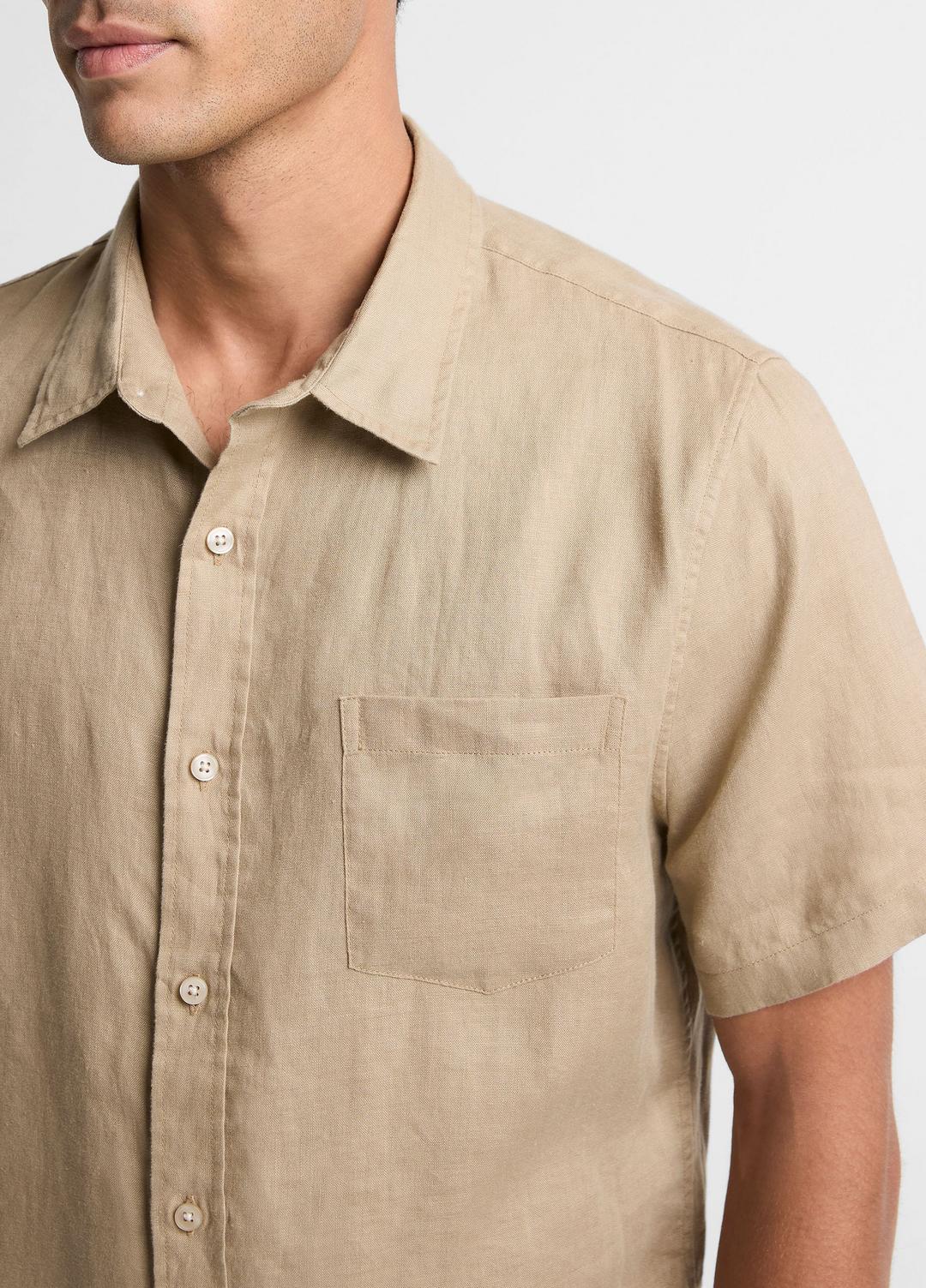 Linen Short-Sleeve Shirt in Long Sleeve | Vince on sale