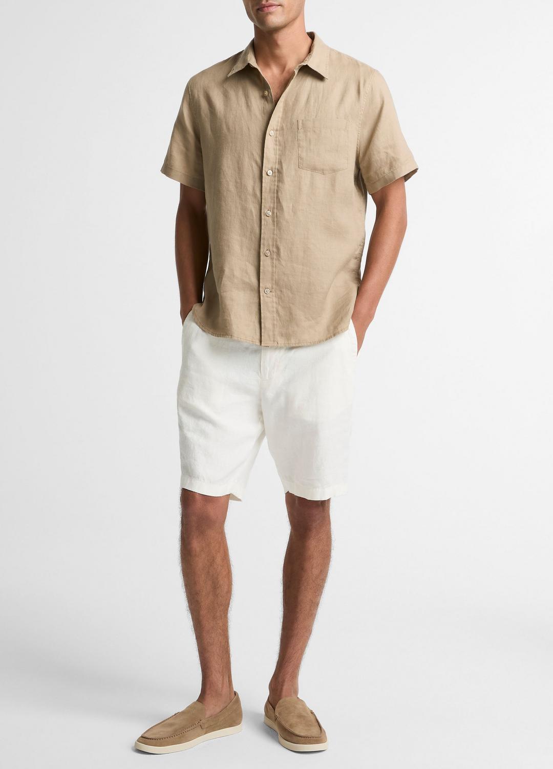 Linen Short-Sleeve Shirt in Long Sleeve | Vince on sale