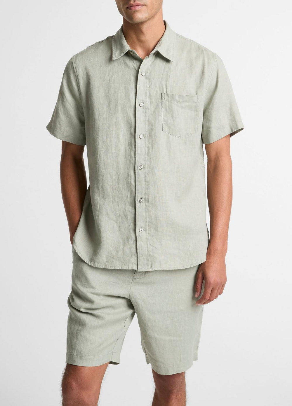 Linen Short-Sleeve Shirt in Long Sleeve | Vince US