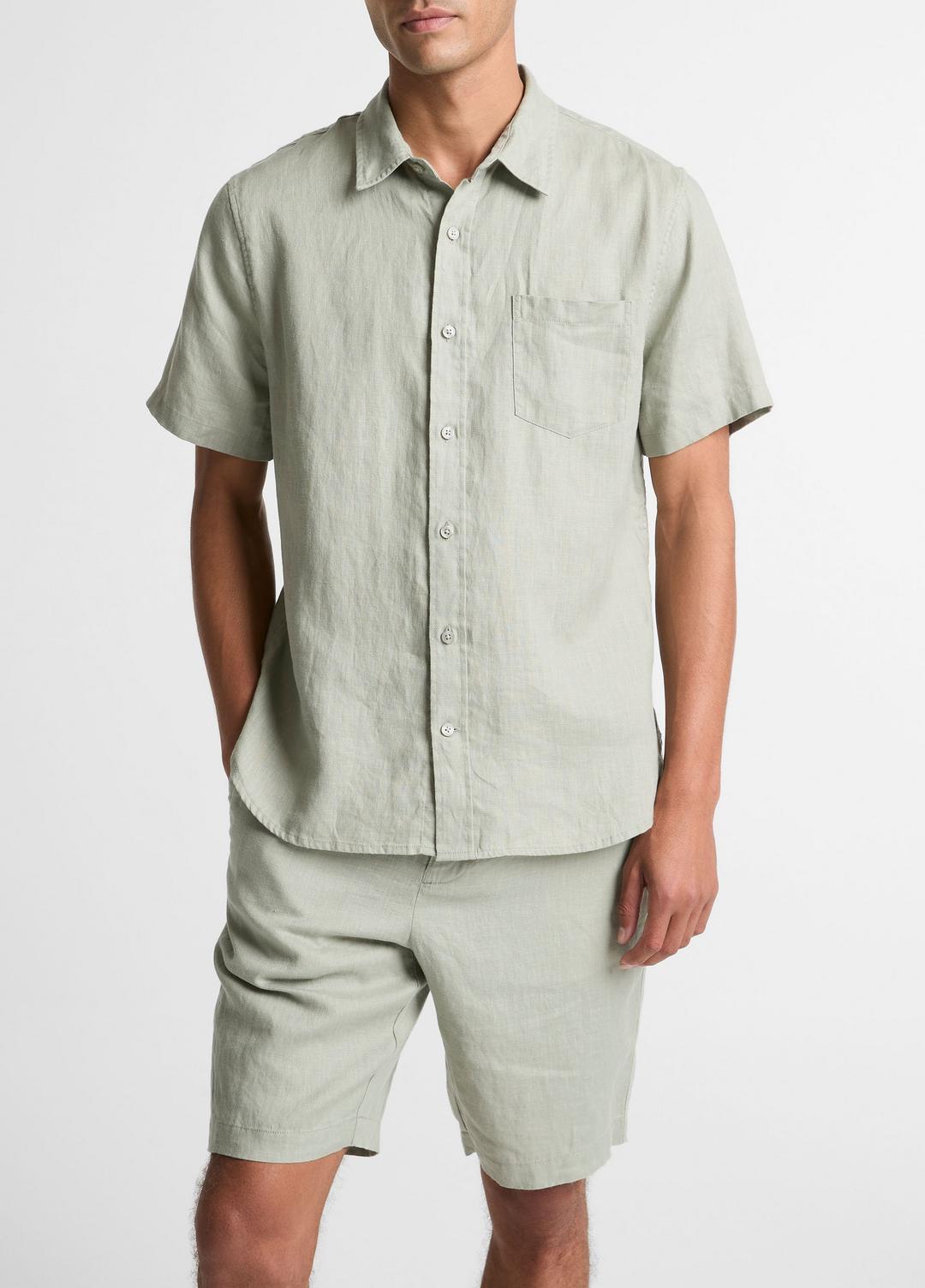 Linen Short-Sleeve Shirt in Long Sleeve | Vince US