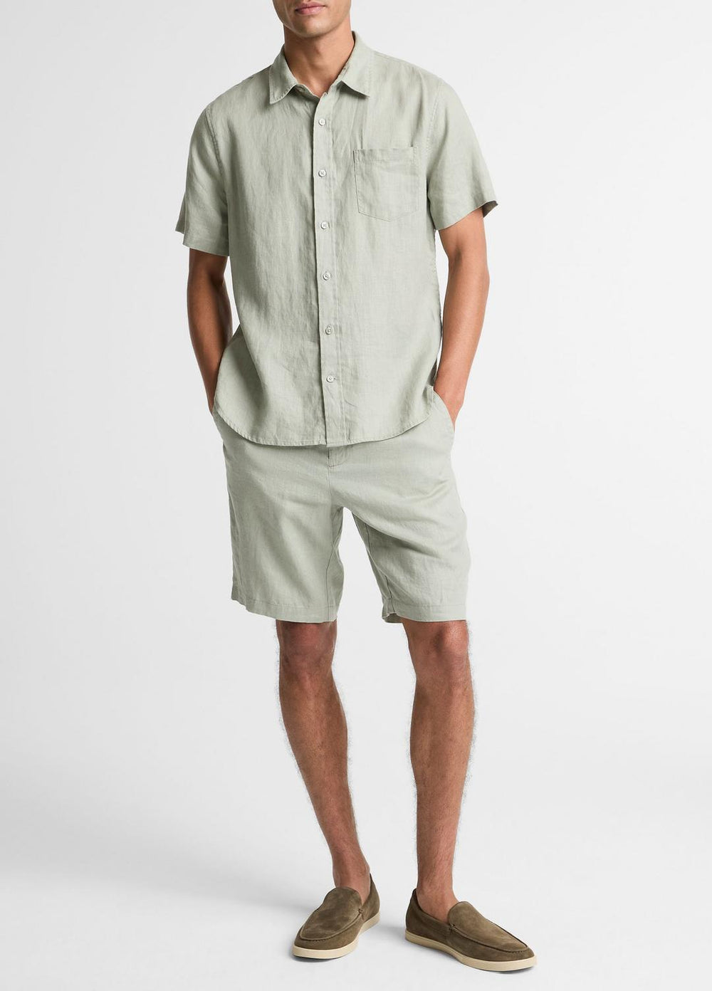 Linen Short-Sleeve Shirt in Long Sleeve | Vince US