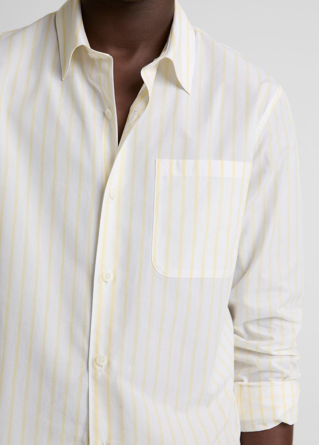 Striped Cotton-Blend Poplin Button-Front Shirt in Long Sleeve | Vince outlet