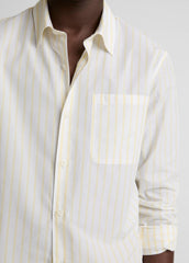 Striped Cotton-Blend Poplin Button-Front Shirt in Long Sleeve | Vince outlet