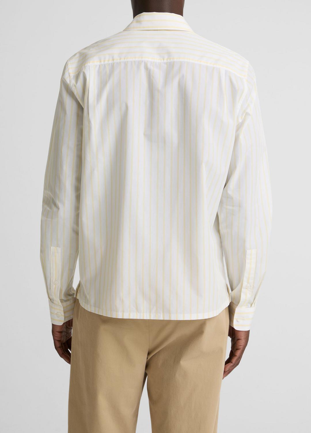 Striped Cotton-Blend Poplin Button-Front Shirt in Long Sleeve | Vince outlet