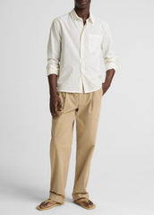 Striped Cotton-Blend Poplin Button-Front Shirt in Long Sleeve | Vince outlet
