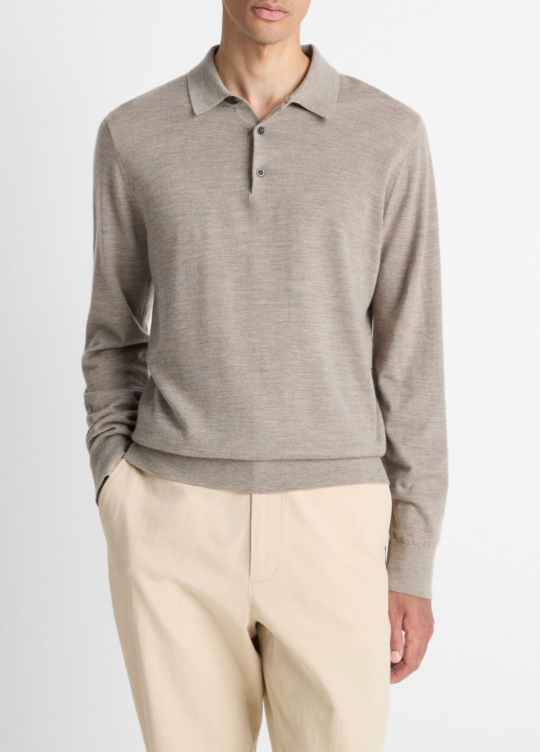 Featherweight Merino Wool-Cashmere Polo Sweater in Long Sleeve | Vince on sale