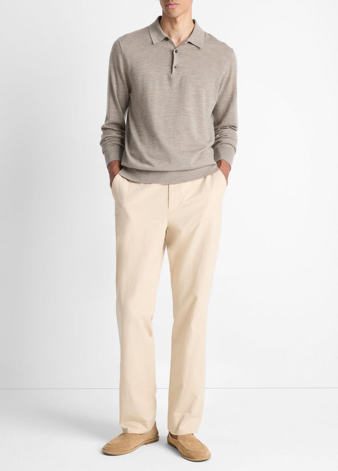 Featherweight Merino Wool-Cashmere Polo Sweater in Long Sleeve | Vince on sale