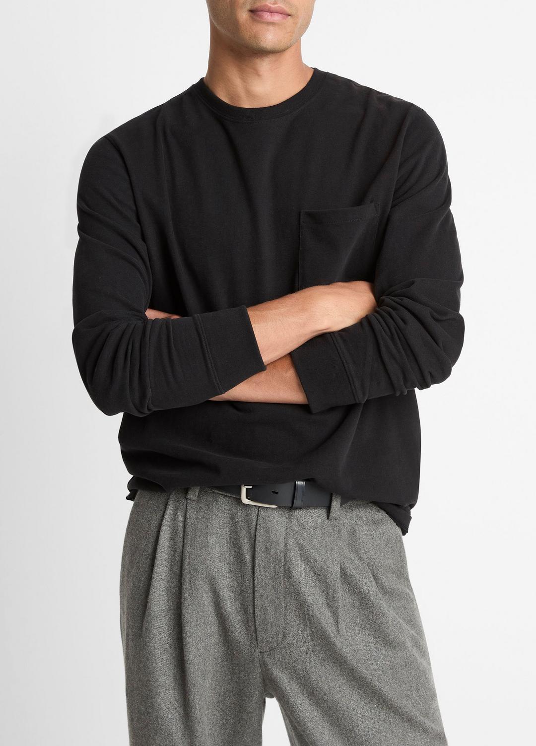 Sueded Jersey Long-Sleeve Pocket T-Shirt in Long Sleeve | Vince Online