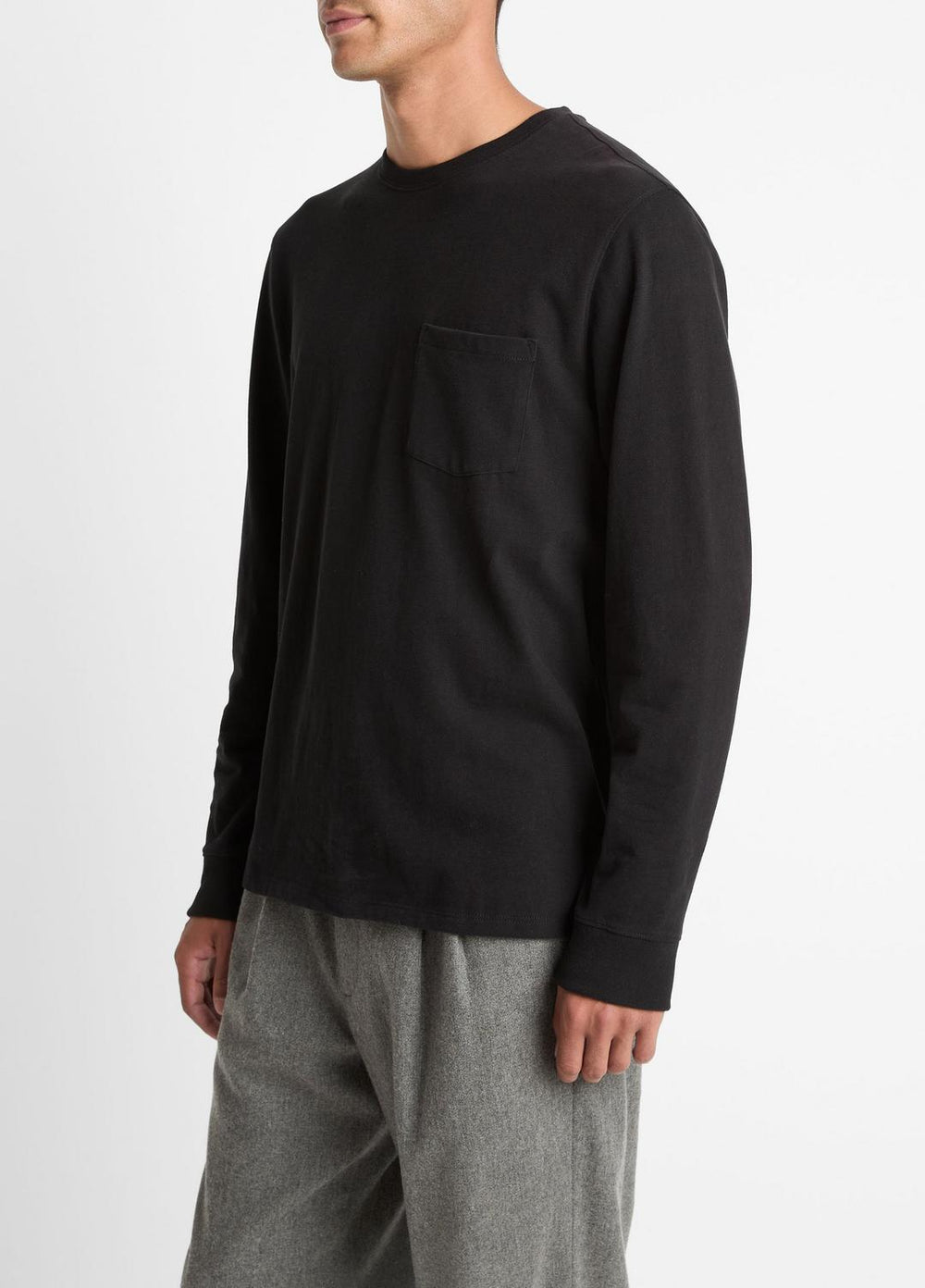 Sueded Jersey Long-Sleeve Pocket T-Shirt in Long Sleeve | Vince Online