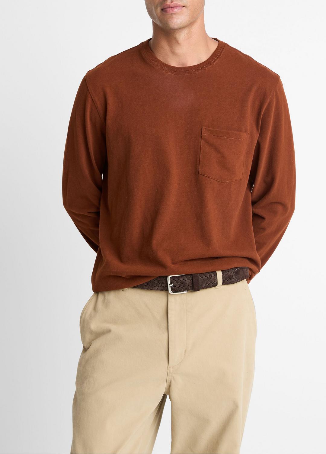 Sueded Jersey Long-Sleeve Pocket T-Shirt in Long Sleeve | Vince sale