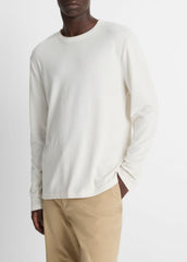 Micro-Waffle Pima Cotton Double-Collar Long-Sleeve T-Shirt in Long Sleeve | Vince US