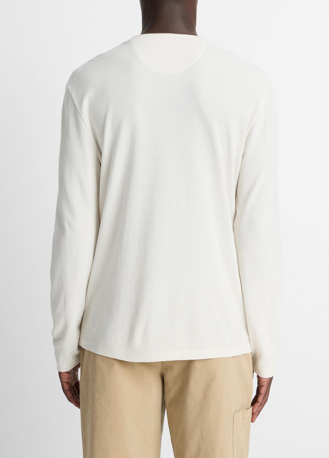 Micro-Waffle Pima Cotton Double-Collar Long-Sleeve T-Shirt in Long Sleeve | Vince US