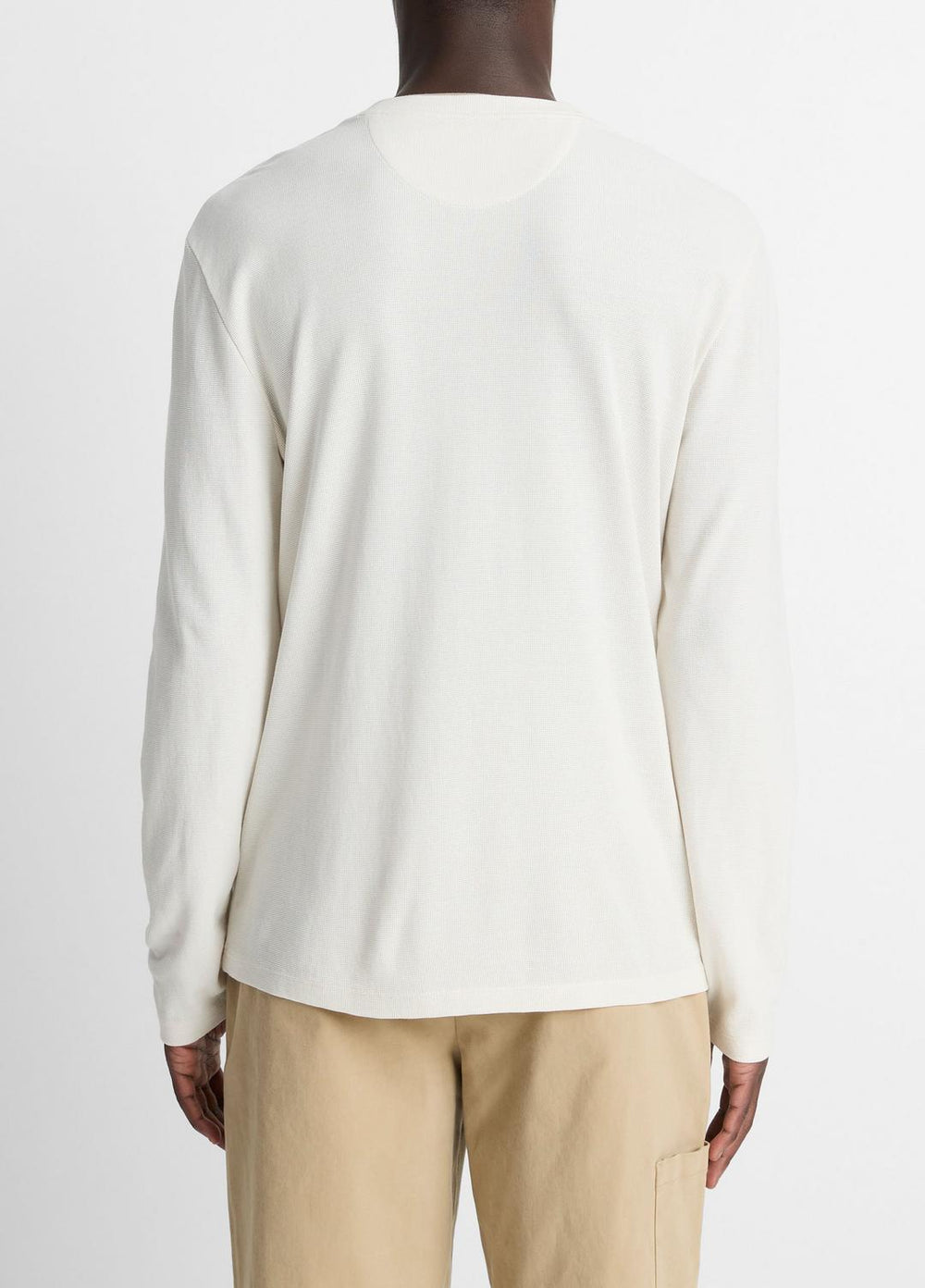 Micro-Waffle Pima Cotton Double-Collar Long-Sleeve T-Shirt in Long Sleeve | Vince US
