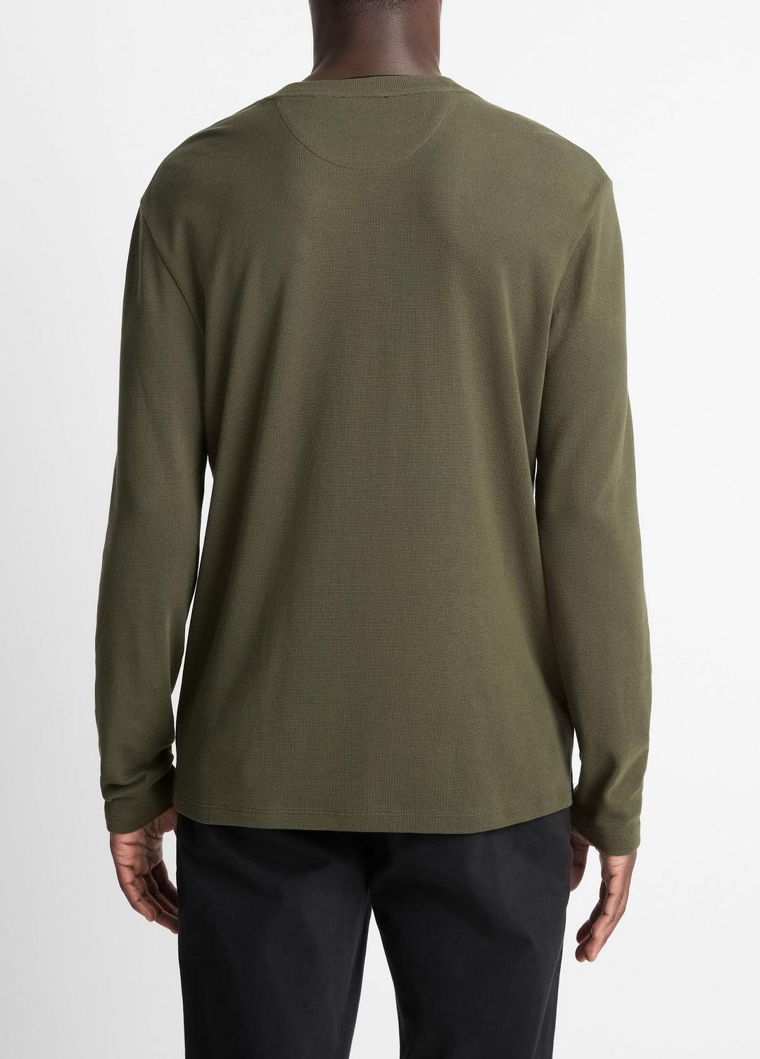 Micro-Waffle Pima Cotton Double-Collar Long-Sleeve T-Shirt in Long Sleeve | Vince Online