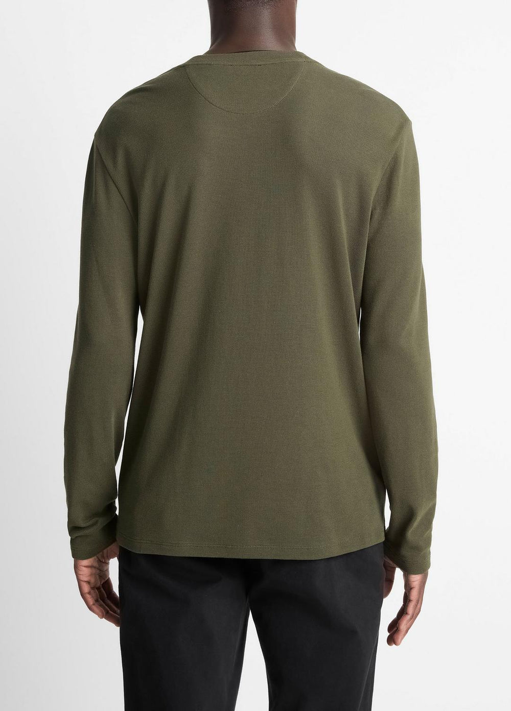 Micro-Waffle Pima Cotton Double-Collar Long-Sleeve T-Shirt in Long Sleeve | Vince Online