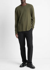 Micro-Waffle Pima Cotton Double-Collar Long-Sleeve T-Shirt in Long Sleeve | Vince Online