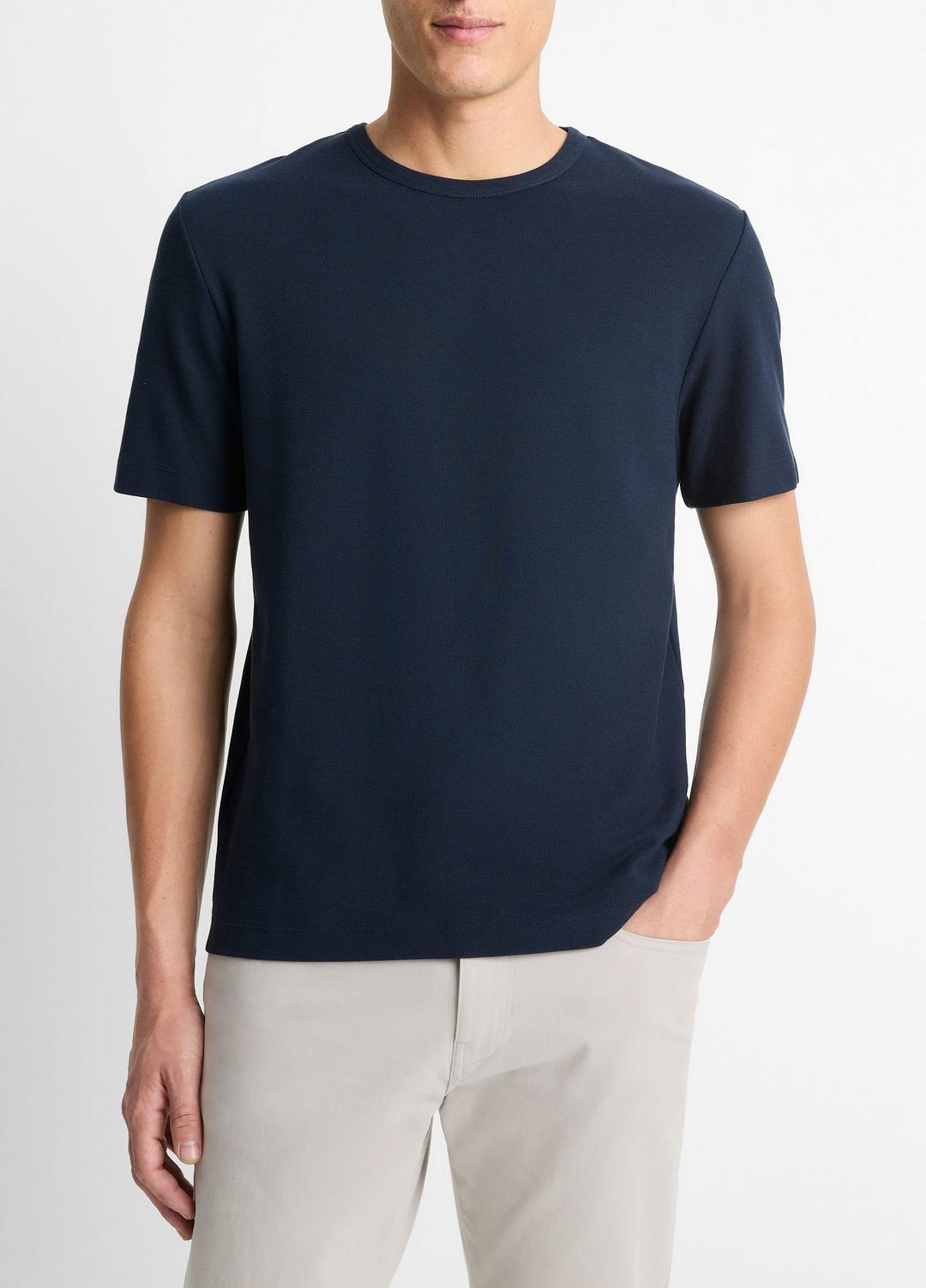 Pima Cotton Piqué Crew Neck T-Shirt in Short Sleeve | Vince near me