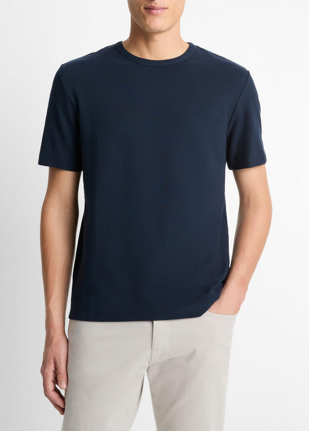Pima Cotton Piqué Crew Neck T-Shirt in Short Sleeve | Vince near me