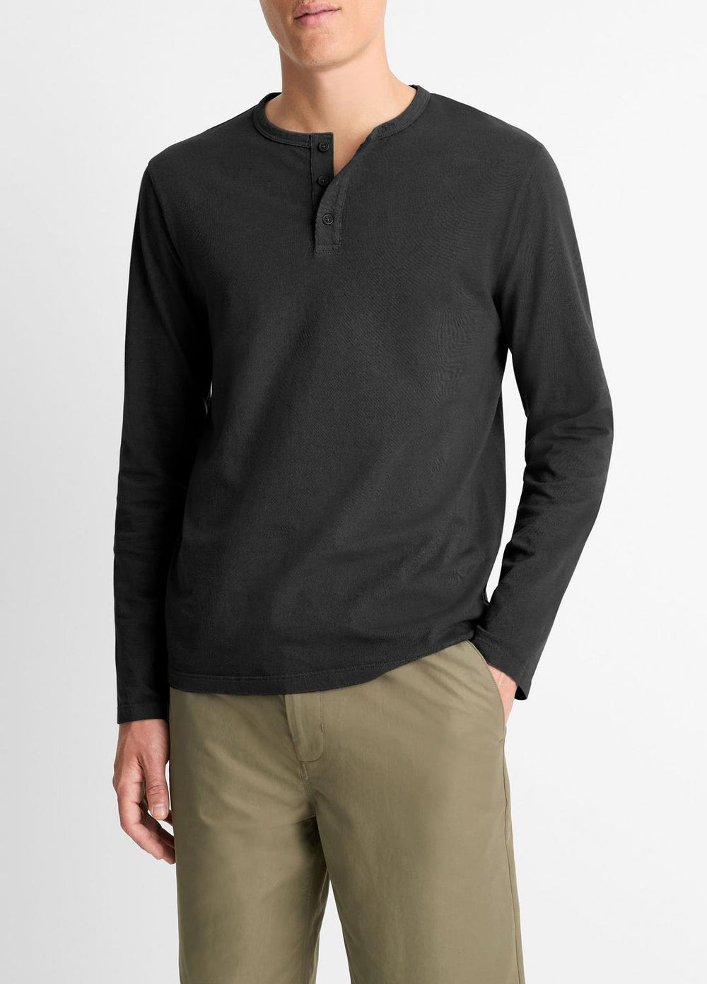 Garment Dye Cotton Long-Sleeve Henley in Henleys & Polos | Vince sale
