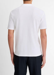 Cotton-Blend Johnny-Collar Polo Shirt in Short Sleeve | Vince for sale