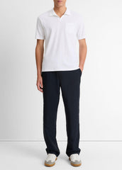 Cotton-Blend Johnny-Collar Polo Shirt in Short Sleeve | Vince for sale