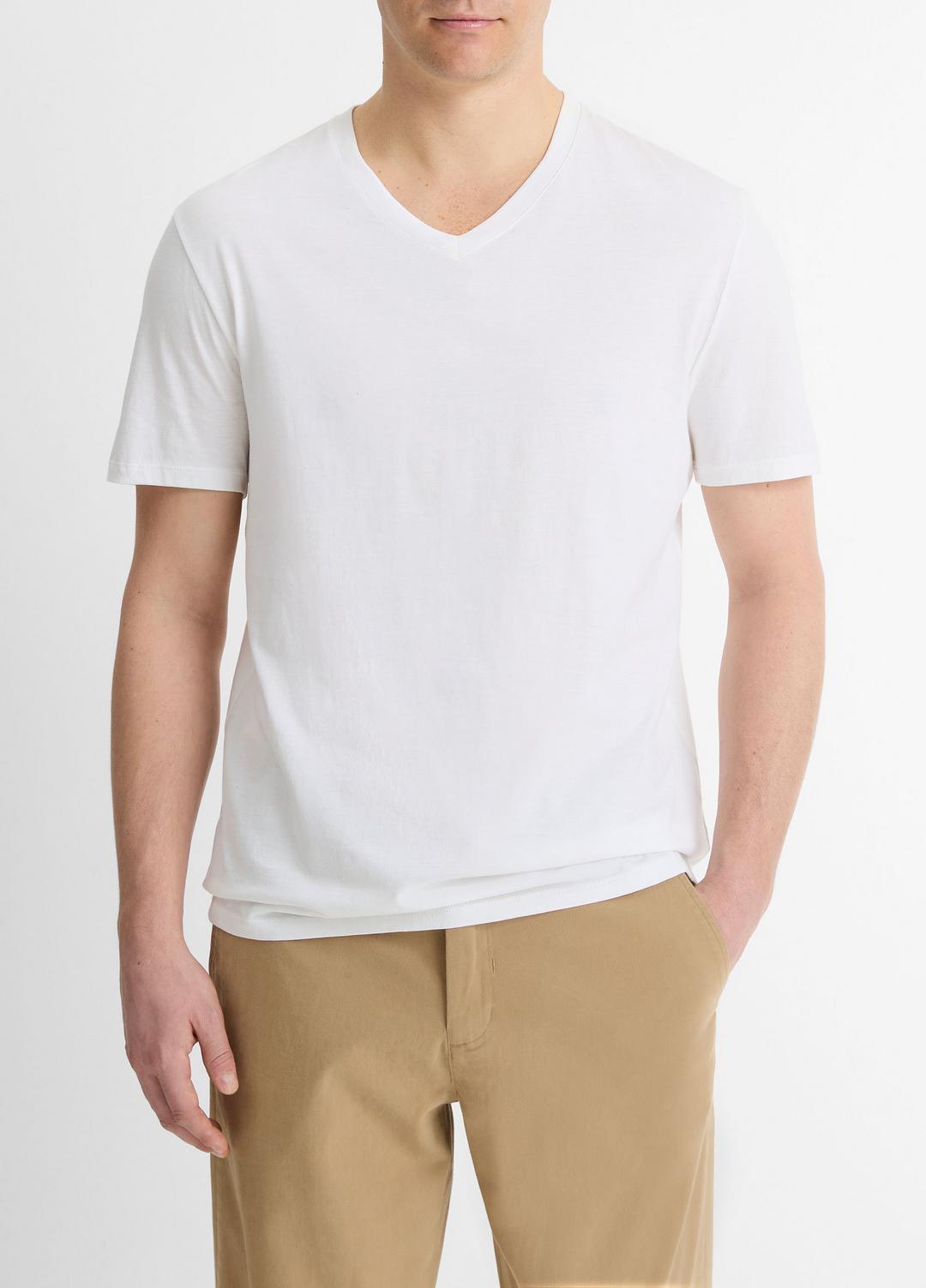 Pima Cotton V-Neck T-Shirt in Short Sleeve | Vince on sale