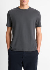 Pima Cotton Piqué Crew Neck T-Shirt in Short Sleeve | Vince US