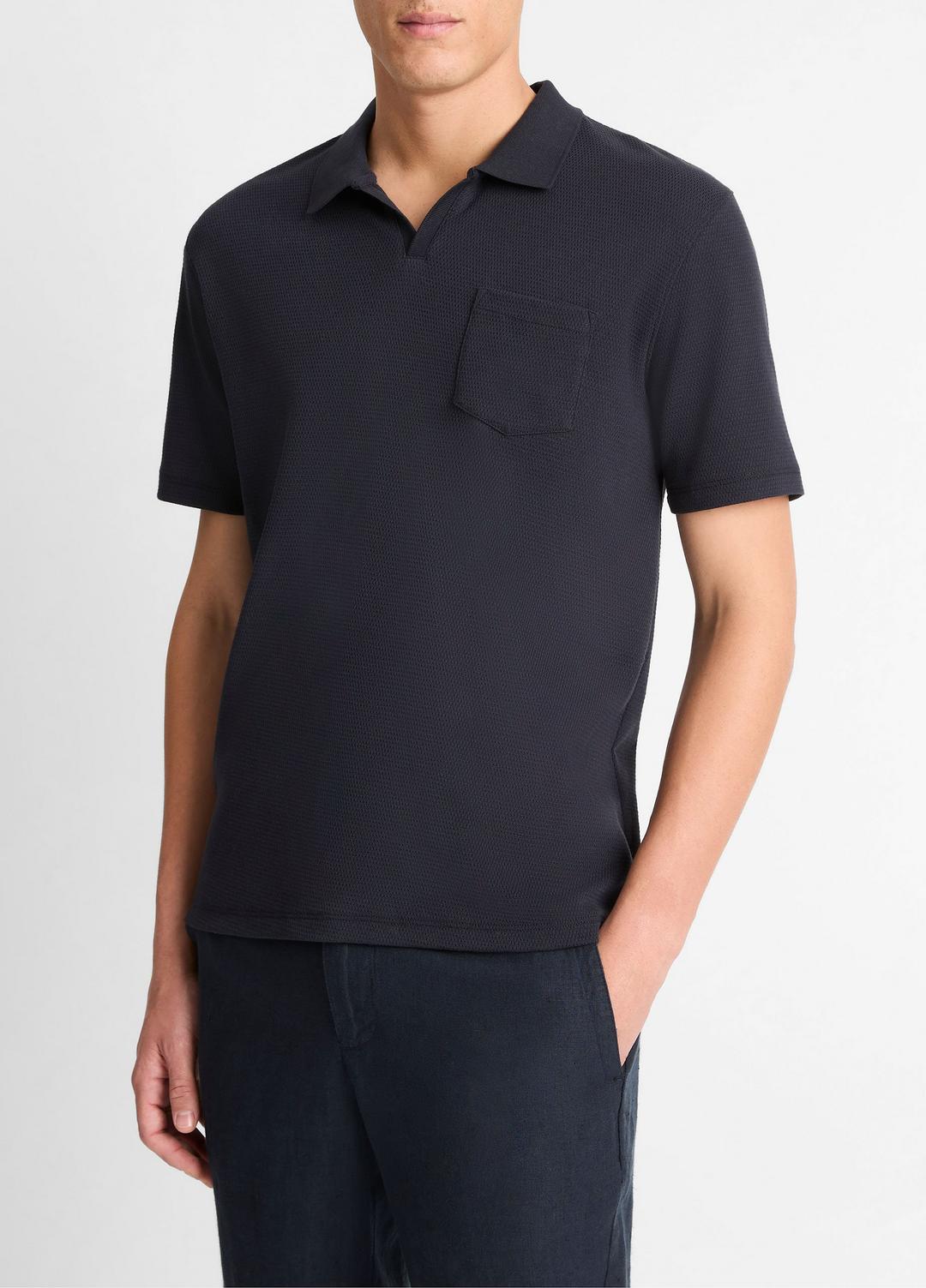 Cotton-Blend Johnny-Collar Polo Shirt in Short Sleeve | Vince discount
